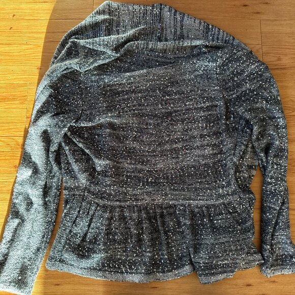 Laura Ashley Cardigan Women's Medium Black Silver Open Front Roman Holiday - Picture 4 of 4